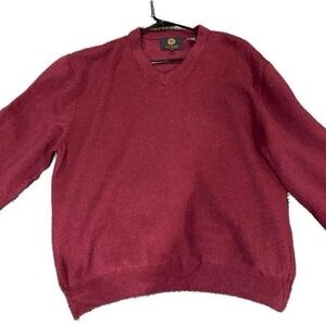 Viyella 100% Merino Wool Men's V-Neck Sweater - Red